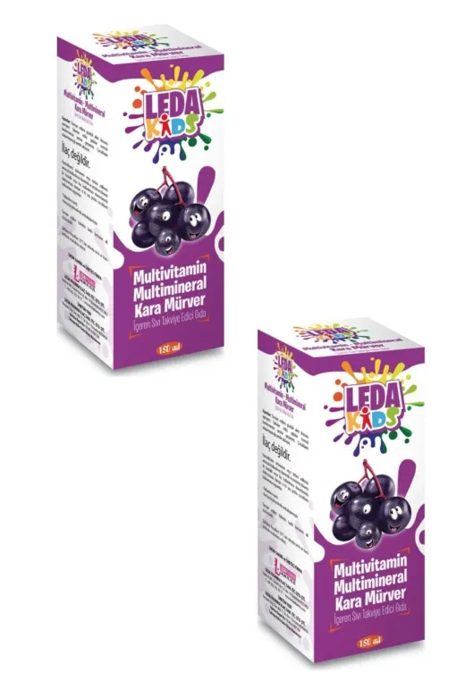 LedaPharma 8681438468284-2 Unisex Kara Mürver Ekstresi C Vitamini Ve Çinko Leda Kids 150 Ml 2 Kutu