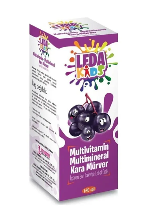 LedaPharma 8681438468284-3 Unisex Kara Mürver Ekstresi C Vitamini Ve Çinko Leda Kids 150 Ml 3 Kutu