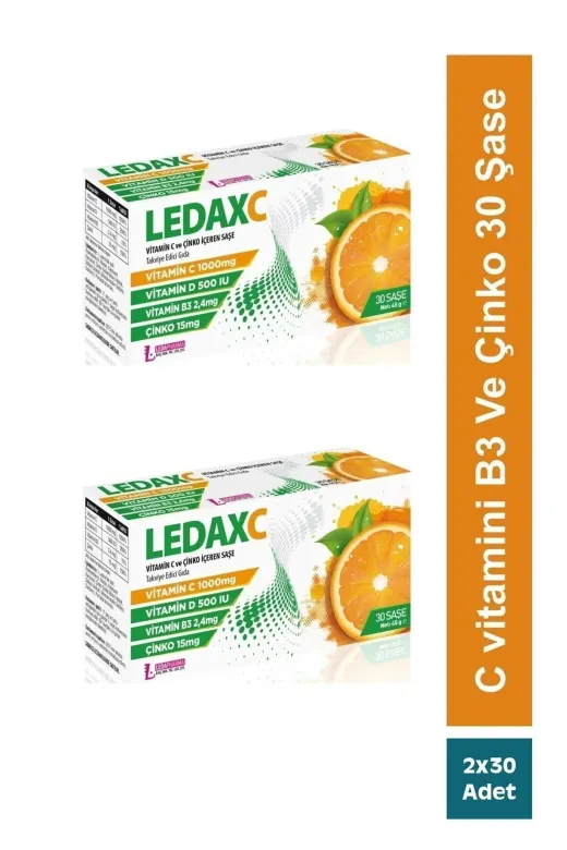 LedaPharma 8681438468512-2 Ledax C Vıtamın 1000 Mg 30 Saşe 2 Kutu