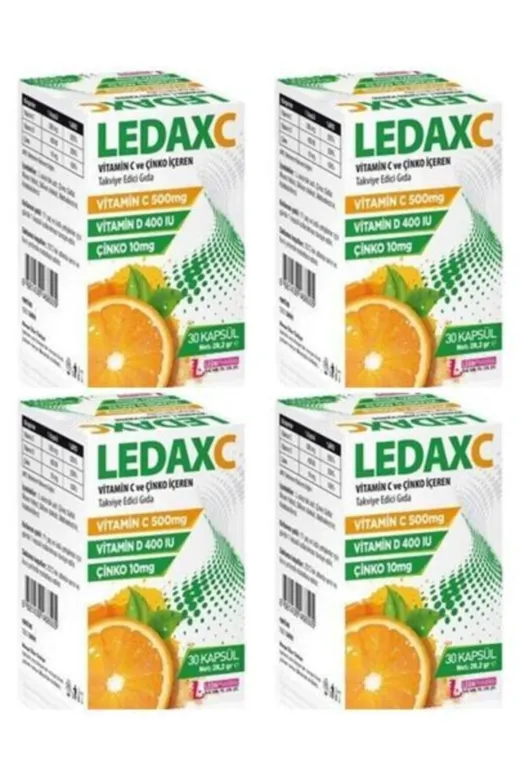 LedaPharma PARKFARMA619 Ledaxc Vitamin C Vitamin D Ve Çinko Içeren 30 Kapsül 4 Adet