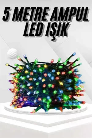 Ledli Fişli Led Dekor Lambası 5M RGB Yılbaşı Ağacı Işığı