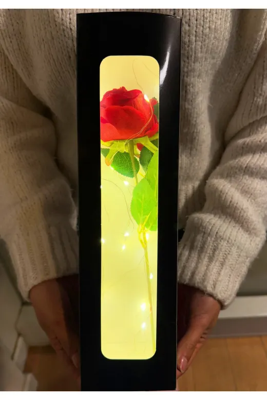 lenostra Sevgiliye-Cicek3 Ledli Kutuda Kırmızı Kadife Gül Sevgiliye Arkadaşa Kardeşe Anneye Ablaya Yabay Çiçek Işıklı Çiçek