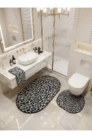 Leopar Desenli Lateks Taban 2'li Banyo Paspası (70x110-70x50)