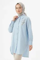 Levidor Taş Detaylı Gömlek 230138 Mavi