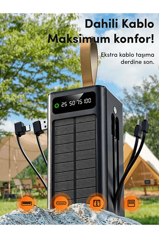 Linkage Lkp-47 50000Mah Solar Powerbank | Güneş Enerjili Taşınabilir Şarj Aleti | Lcd Ekranlı, Çoklu