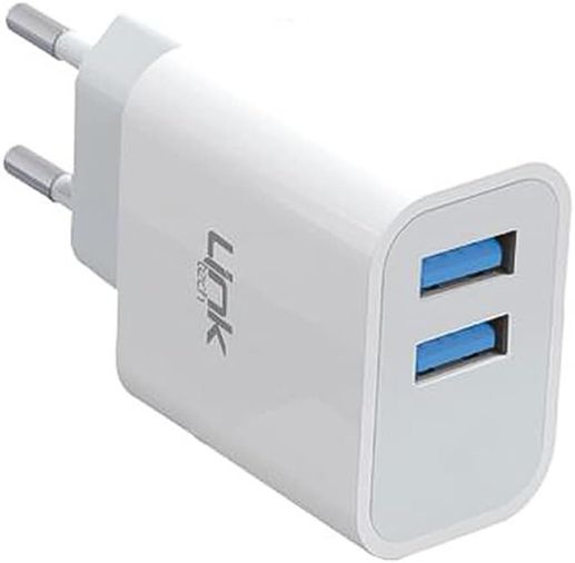 Linktech C206 Çift Usb Çıkışlı 10W 2.1A Şarj Aleti (Başlık) Beyaz