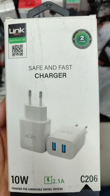 Linktech C206 Çift Usb Çıkışlı 10W 2.1A Şarj Aleti (Başlık) Beyaz