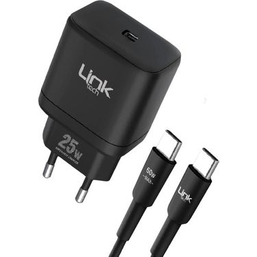 Linktech C212 25W Pd Type-C To Type-C Kablolu Şarj Aleti Set Siyah