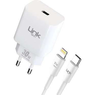 Linktech C214 30W Pd Type-C To Lightning Kablolu Şarj Aleti Set Beyaz