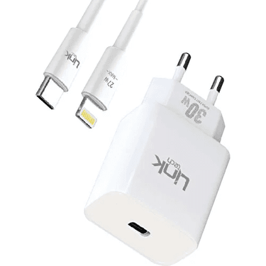 Linktech C214 30W Pd Type-C To Lightning Kablolu Şarj Aleti Set Beyaz