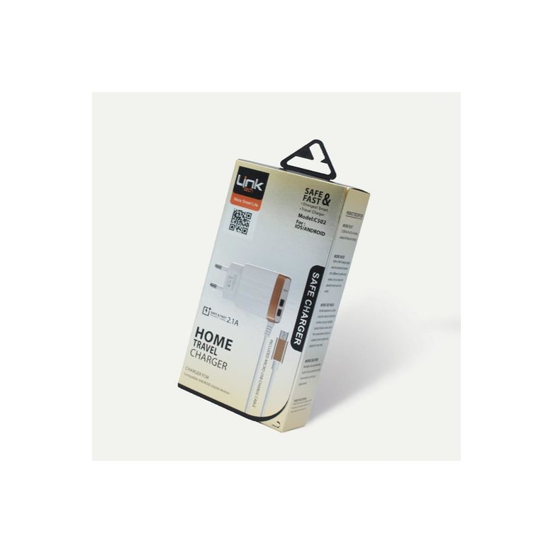 Linktech C502 Safe Çift Usb Çıkışlı Dahili Micro Usb Kablolu Akıllı Şarj Aleti