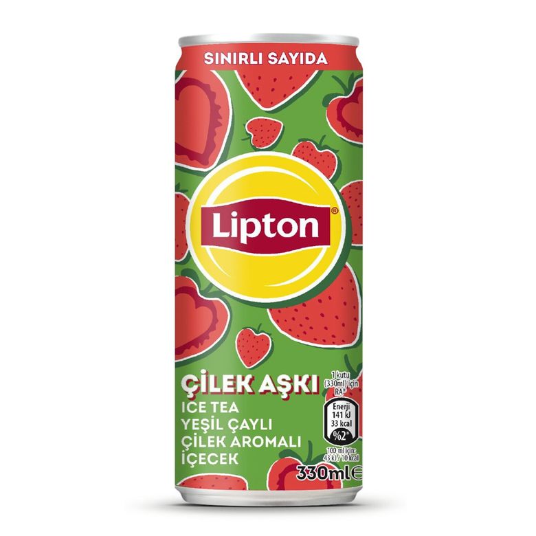 lipton4488 Lipton Ice Tea Yeşil Çaylı Çilek Aromalı Soğuk Çay Kutu 330 Ml