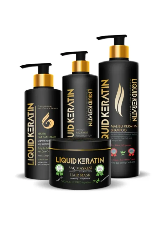 Liquid Keratin #000428 Kabaran Saç Keratin Bakım Seti (4'lü)