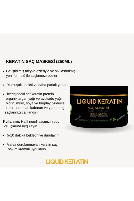 Liquid Keratin #000428 Kabaran Saç Keratin Bakım Seti (4'lü)