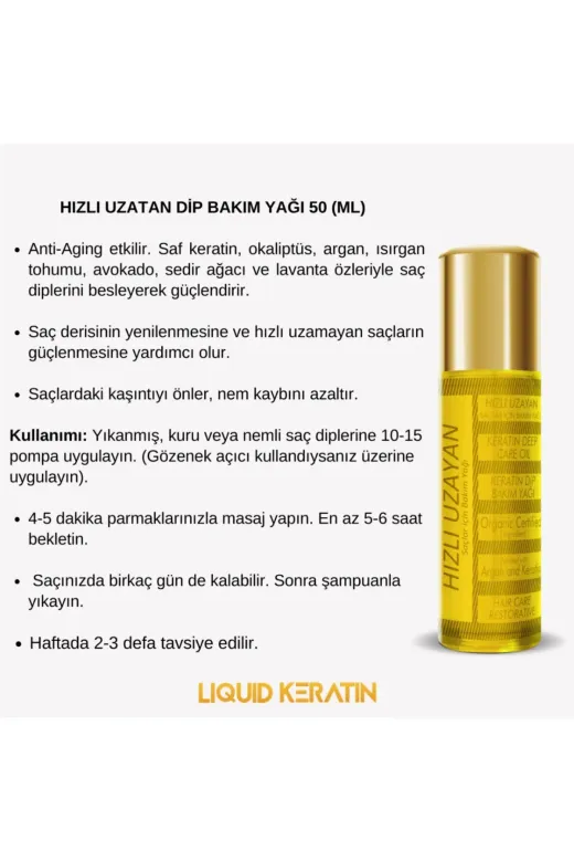 Liquid Keratin 8680831508764 Hızlı Saç Uzatma Keratin Dip Bakım Yağı (50Ml)