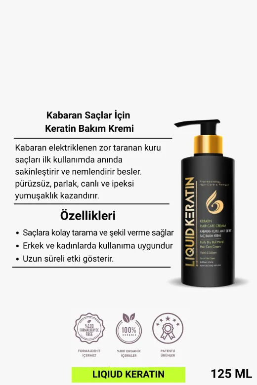 Liquid Keratin DZRC000423 Kabaran Kuru Saçlara Keratin Bakım Kremi (125Ml)