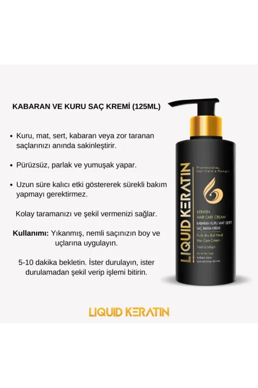 Liquid Keratin DZRC000423 Kabaran Kuru Saçlara Keratin Bakım Kremi (125Ml)