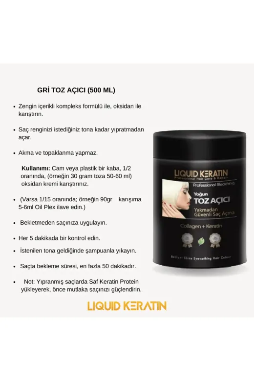Liquid Keratin EKST00436 Yoğun Toz Açıcı ( Yakmadan Saç Açma) 500Gr