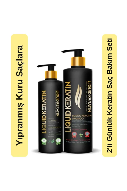 Liquid Keratin KR100-X1-YHB Yıpranmış Cansız Güçsüz Kuru Saçlara (Dökülme Yipranma) Günlük Saç Bakım Seti