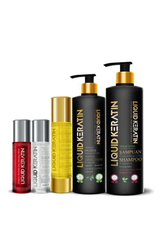 Liquid Keratin KR2100-1-YHB Keratin Saç Güçlendirici Dökülme Önleyici 5'li Ultra Set (Saç Serum Ve Yaği)