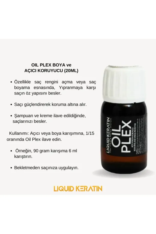 Liquid Keratin KRB-100-YHB Yıpratmadan Yakmadan Saç Açmak Için Oryalden Saç Koruyucu Oilplex (20Ml)