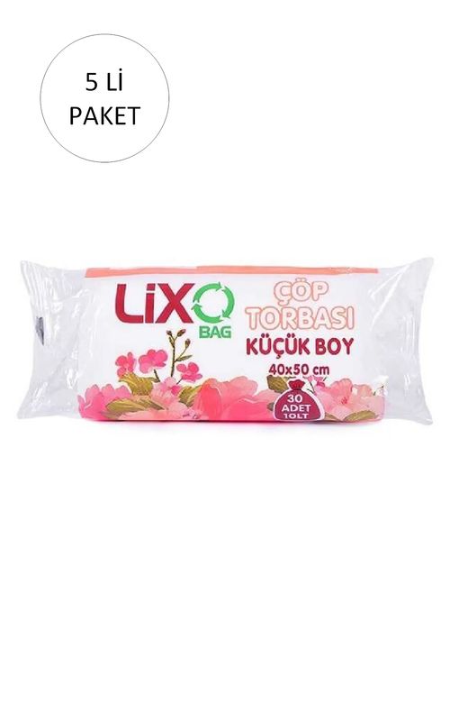 Lixo RT-RYL-HMR10905 Küçük Boy Çöp Torbası 40 X 50 Cm 30 Lu Rulo X 5 Paket = 150 Adet (Şeffaf)