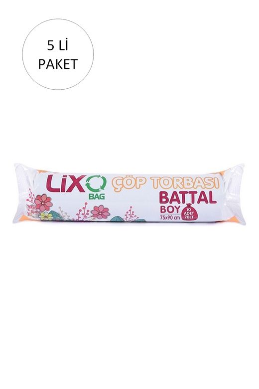 Lixo RT-RYL-HMR10907 Battal Boy Çöp Torbası 75 X 90 Cm 10 Lu Rulo X 5 Paket = 50 Adet (Mavi)