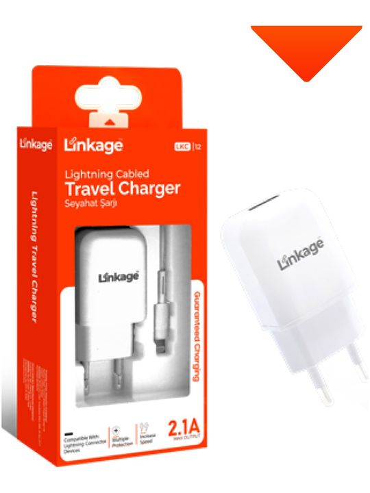 LKC-12v Linkage Lkc-12 2.1A 10Watt Isıya Dayanıklı 1Mt Lightining Şarj Aleti