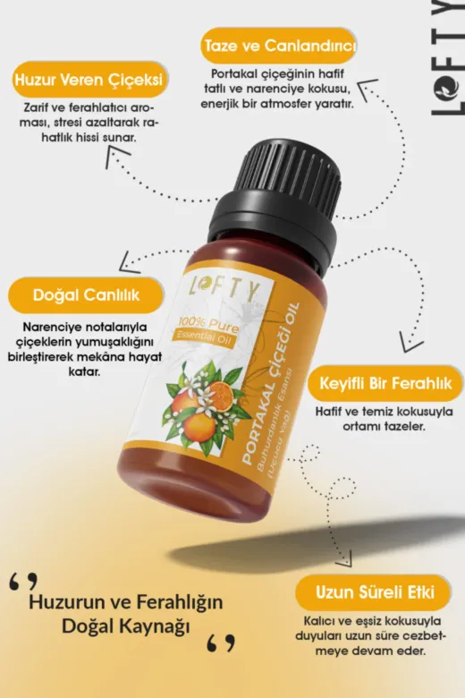 Lofty LoftyB10ML119 Portakal Çiçeği Uçucu Yağ Buhurdanlık Esansı Oda Kokusu Uçucu Esansiyel Yağ Buhur Yağı 10Ml