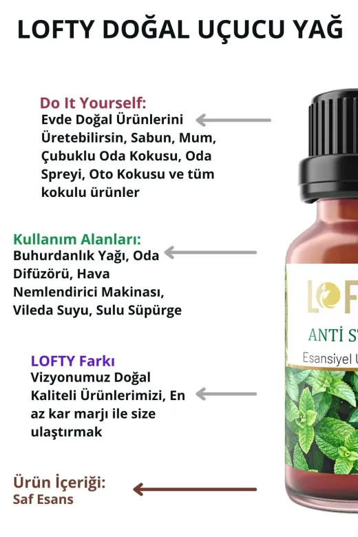 Lofty LoftyB10ML13 Anti Stress Uçucu Yağ Buhurdanlık Esansı Oda Kokusu Uçucu Esansiyel Yağ Buhur Yağı 10Ml