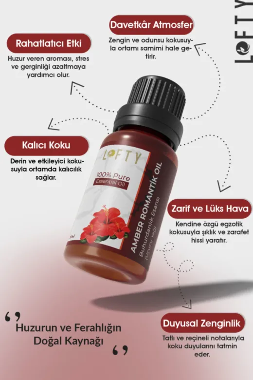 Lofty LoftyB10ML16 Amber Romantik Uçucu Yağ Buhurdanlık Esansı Oda Kokusu Esansiyel Yağ Buhur Yağı 10Ml