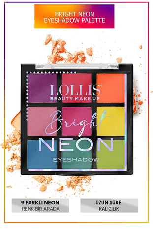Lollis ajsdı8werı Bright Neon Eyeshadow Palette / Neon Far Paleti