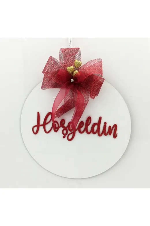Lora Davet Ahşap Kapı Süsü Hoşgeldiniz - Beyaz 54266