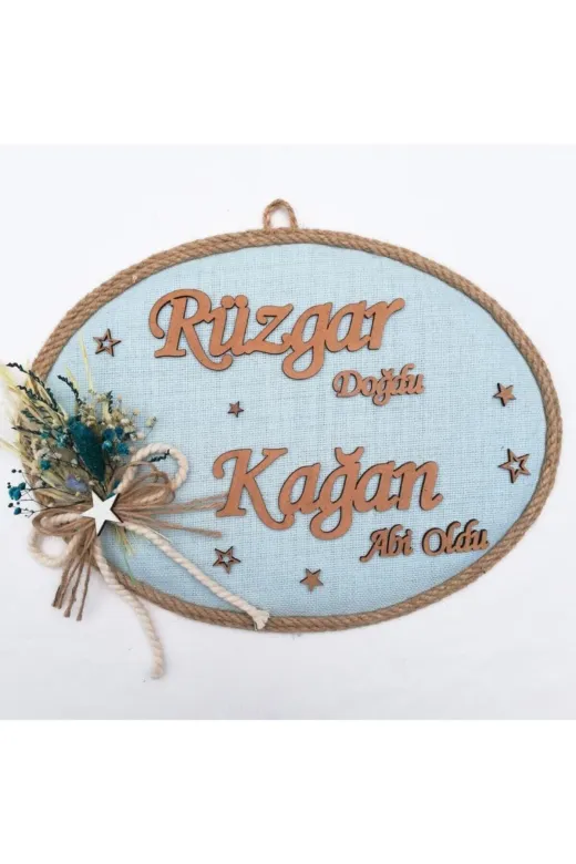 Lora Davet Bebek Kapı Süsü, Hastane Kapı Süsü, Duvar Süsü, Bebek Çelengi (1 Adet) Mavi - 36224