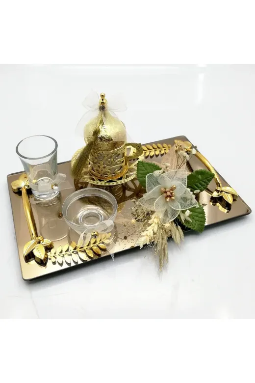 Lora Davet Damat Kahve Fincanı Tepsisi Dikdörtgen (1 Adet) Naturel 53114