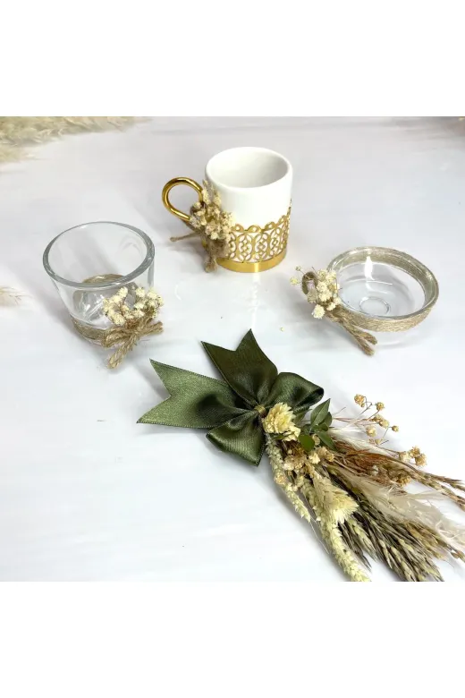 Lora Davet Damat Kahve Tepsi Takım (1 Adet) Naturel 53207