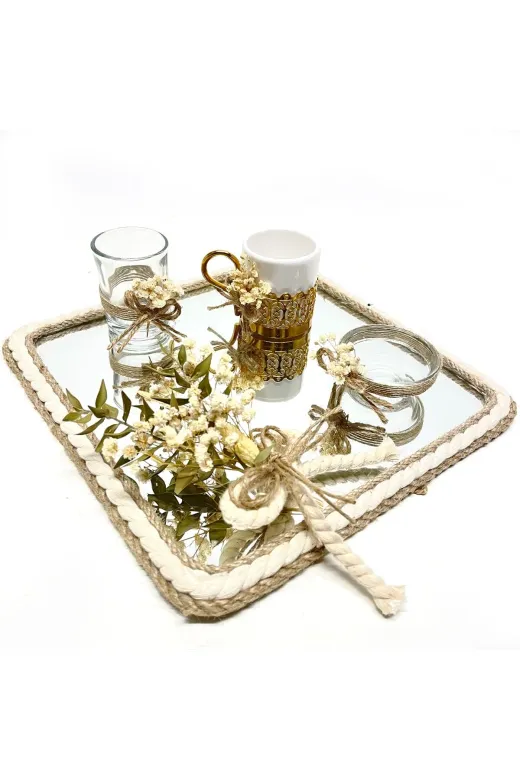 Lora Davet Damat Kahve Tepsi Takım (1 Adet) Naturel 53208