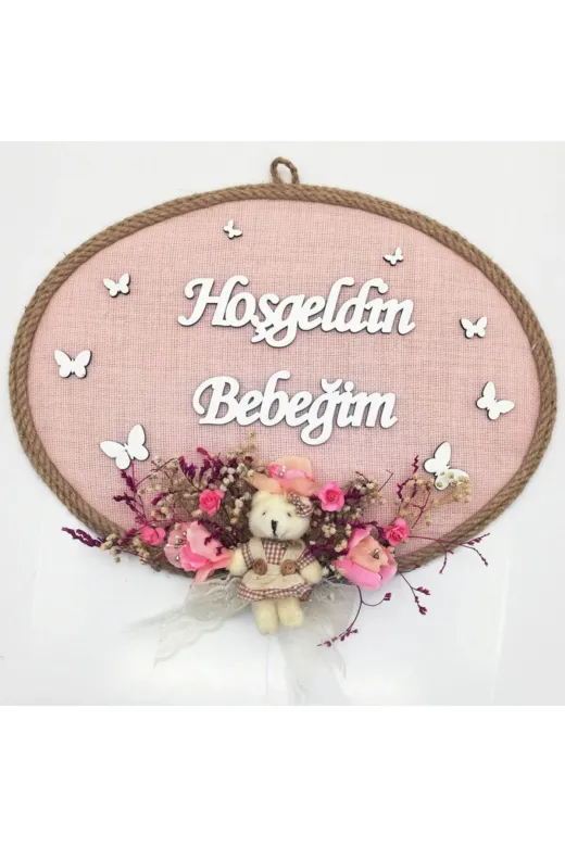 Lora Davet Kız Bebek Kapı Süsü, Hastane Kapı Süsü, Duvar Süsü (1 Adet) Pembe - 36203