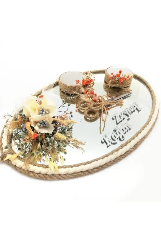 Lora Davet Söz Nişan Ve Damat Kahve Tepsisi (1 Adet) Somon 53411