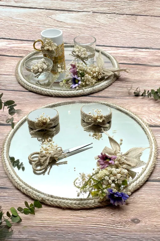 Lora Davet Söz Nişan Yüzük Ve Damat Kahve Tepsisi (1 Adet) Altın 53441