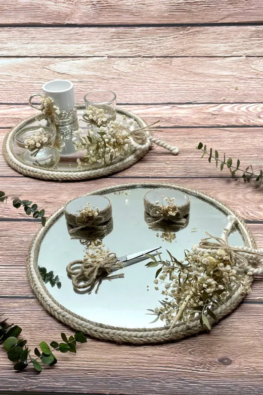 Lora Davet Söz Nişan Yüzük Ve Damat Kahve Tepsisi (1 Adet) Gümüş 53453
