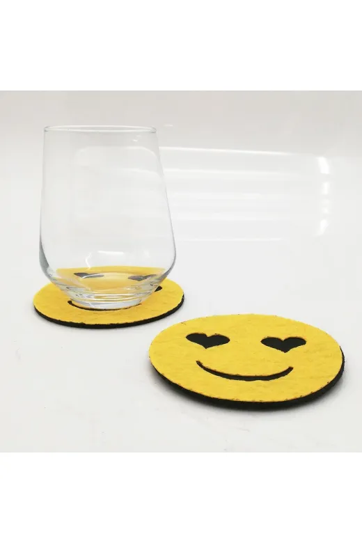 Lora Davet TYC00229289149 Bardak Altlığı Keçe Emoji 6 Adet Sarı 61143