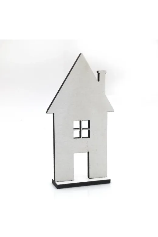 Lora Davet Yılbaşı Süsleri Ahşap Mdf Ev (6 Adet) Beyaz - 41009