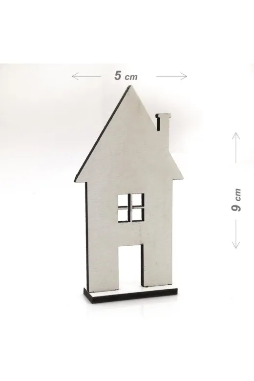 Lora Davet Yılbaşı Süsleri Ahşap Mdf Ev (6 Adet) Beyaz - 41009