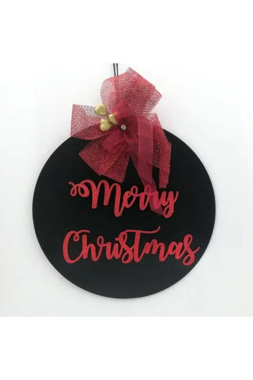 Lora Davet Yılbaşı Süsleri Marry Christmas Kapı Süsü - Siyah 16166
