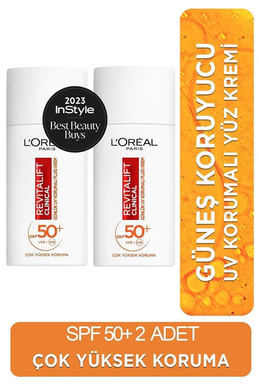 Loreal Paris BiWQoL79ED L’Oréal Paris 2'li Revitalift Clinical Spf 50+ Günlük Yüksek Uv Korumalı Yüz Güneş Kremi (2 X 50 Ml)
