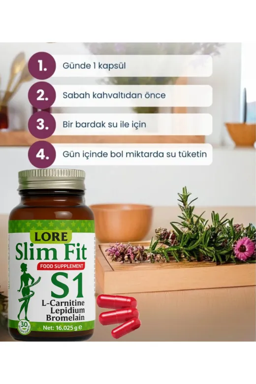 LoreLife Lore Life Slimfit S1 30Kp Lcarnitin, Lepidium, Bromalain İçeren Bitkisel Kapsül