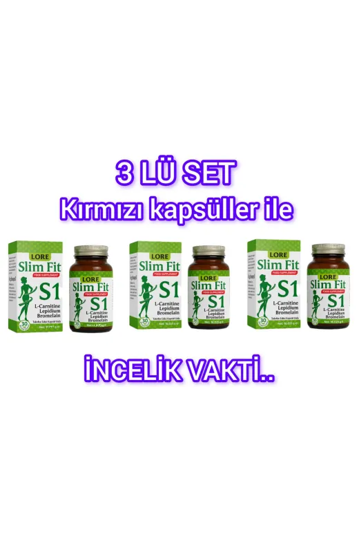 LoreLife slimfit 2 Slim Fit S1 30Kp Lcarnitin Lepidium Bromalain İçeren Bitkisel Gida 3 Adet