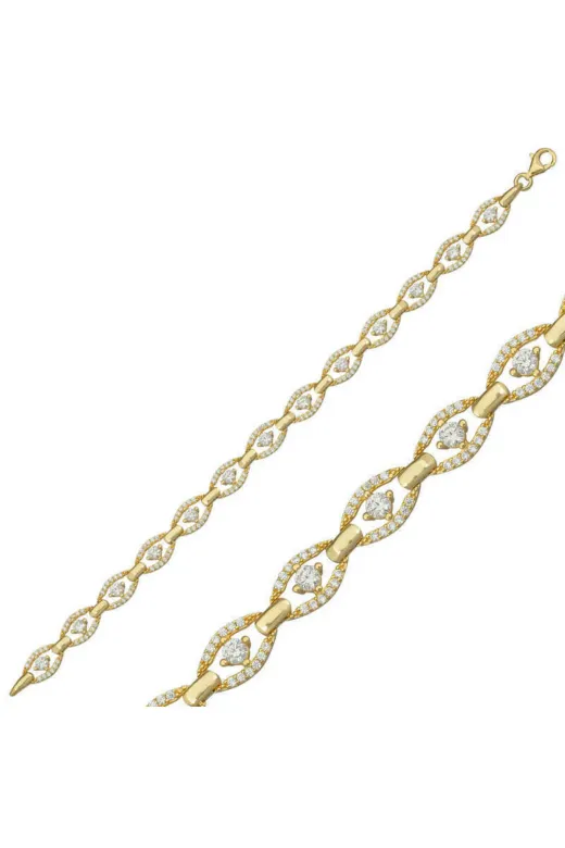 Lotis Silver LTST6381 Nidam Butik Gümüş Gold Oval Su Yolu Bileklik