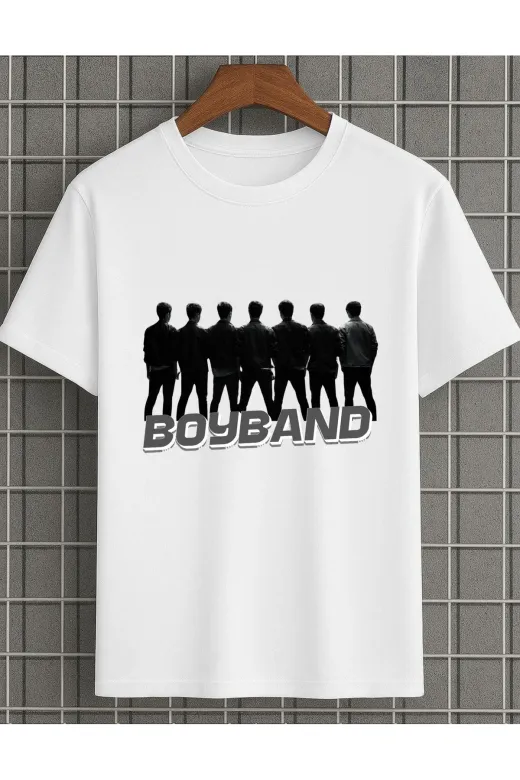 lovver boyband2 Boyband Yeni Erkek Grubu Özel Tasarım Pamuklu Premium Baskı Siyah Beyaz Tişört